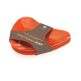 Rachael Ray Groovy Mums 6" hipster tidbit plate set of 4 (Orange)