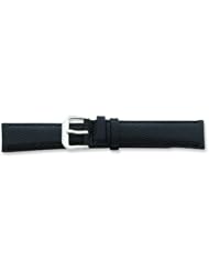 de Beer Black Lizard Grain Leather Watch Band 14mm Silver Color