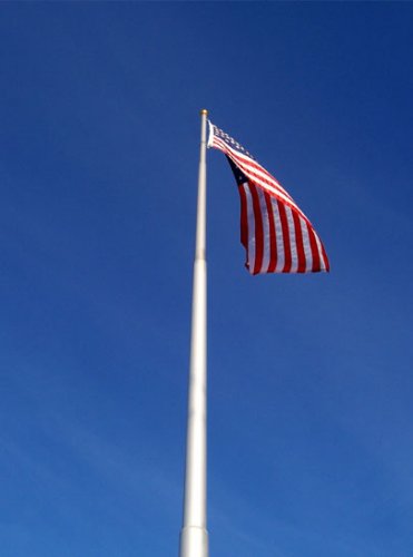 16' AEP White Telescoping Elite Flagpole w/ Flag