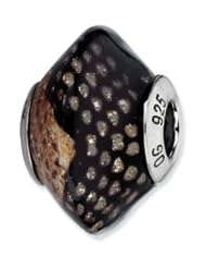 Sterling Silver Dk Brn Python Glitter Overlay Glass Charm