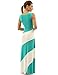 PattyBoutik Women V Neck Striped Maxi Dress (Turquoise and Ivory White Small)