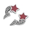 Marcasite Earrings with Ruby Star and Clear CZ - 18 mm