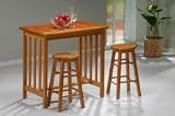 Oak Finished Breakfast Bar Set - 3 Piece (Oak Finish) (36