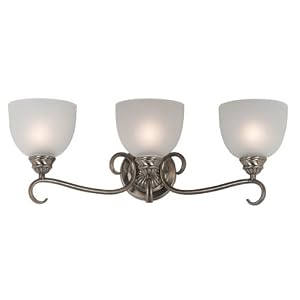 Kenroy Home 80463BRBR Butler Three-Light Vanity Light with 6-Inch Frosted White Glass... by Kenroy Home