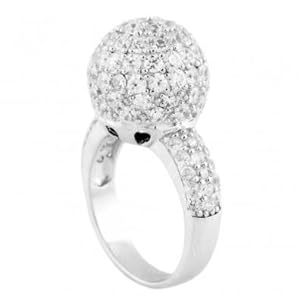 Pave Style Sterling Silver Engagement Ring Designed with High Grade Round-Cut Clear Cubic Zirconia Limited-Time Sale Offer Comes with Free Gift Pouch and Gift Box
