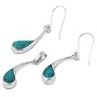 Sterling Silver Pendant/Earring Set - Teardrop-Shaped Turquoise - Pendant:23mm, Earrings:23mm