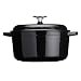 Kitchen Craft Molten Cast Iron Black Round Casserole with Lid, 2.5 Litres, 20.5cm x 9cm