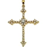 14K Yellow Gold Diamond Cross Pendant