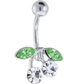 Crystalline Cubic Zirconia CHERRY Belly Ring