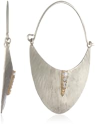 Shaesby "Flamenco" 14k Yellow Gold and Silver Crescent Hoop