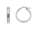 Small Greek Key Hoop Earring in White Gold