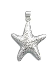 Puffed Large Starfish Pendant Textured Sterling Silver, Pendant Only