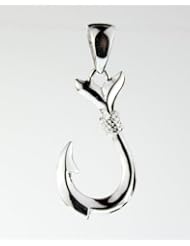 Hawaiian style Small fish hook pendant, Sterling Silver
