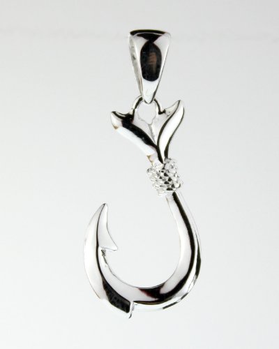 Hawaiian style Small fish hook pendant, Sterling Silver, * FREE Shipping from Hawaii
