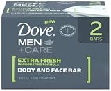 Dove Men + Care Extra Fresh Body and Face Bar - 4.25 Oz Ea, 2 Bars