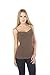 Hollywood Star Fashion Women's Long Lace Trim Plain Spaghetti Strap Cami Tank,Small,Mocha