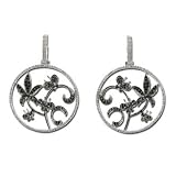 14K White Gold Black and White Diamond Earrings