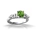 14K White Gold Genuine Round Peridot Engagement Ring
