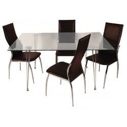 Medallion 5Pc Dining Set - Clear with Brown Chairs (Clear Brown) (Sizes Vary) by Walker Edison
