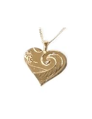 Stunning ocean wave curl with island and bird 14K Gold Coastal Love Pendant