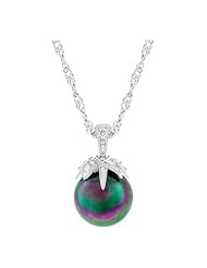 Leafed Tahitian Pearl Pendant Necklace