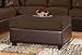 Ottoman with Chocolate Cushion Top Espresso Bycast Leather