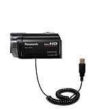 Coiled Power Hot Sync USB Cable for the Panasonic HDC-SD90 Camcorder with both data and charge features - Uses Gomadic TipExchange Technology