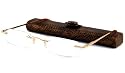 Able Vision Tube Readers Reading Glasses - LPR25 Gold with Lizard Leather Case