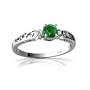 14K White Gold Round Genuine Emerald Filligree Ring Size 5