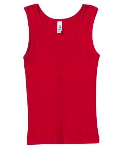 Bella Girls 5.8 oz., 1x1 Baby Rib Wide Strap Tank>14-16 RED B9080