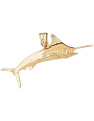Dazzlers Solid 14 karats Gold 3D Marlin Trout Fish Charm Pendant available in three colors from jewelsberry (weights: 4.4 grams only)