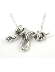 Sterling Silver Vine Snake Pendant Necklace with 18" Chain Charm