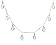 14k Yellow Gold, December Birthstone, Blue Topaz Briolette Station Necklace, 16"