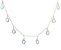 14k Yellow Gold, December Birthstone, Blue Topaz Briolette Station Necklace, 16"