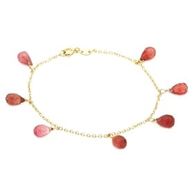 14k Yellow Gold, October Birthstone, Pink Tourmaline Briolette Bracelet, 7.25 by Amazon.com Collection