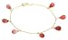 14k Yellow Gold, October Birthstone, Pink Tourmaline Briolette Bracelet, 7.25"