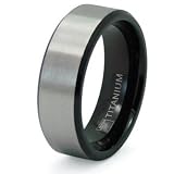 Black and Brushed Titanium Ring (8mm) (Sizes 7-13)
