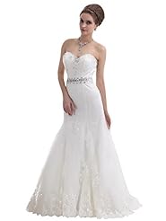 Strapless Natural   Waistline Sweetheart Floor Length Lace Beaded Applique Mermaid Tulle  Dress