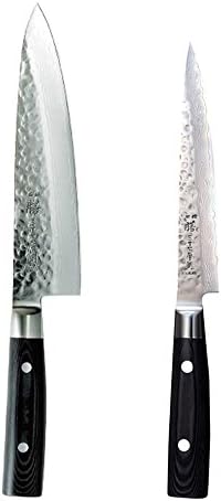 2 Zen Kitchen Knives with 37 Layers of Steel - 200mm Chef's & 150mm Slicing