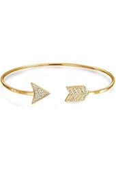 Bling Jewelry 925 Silver Yellow Gold Plated Adjustable CZ Arrow Stackable Bangle