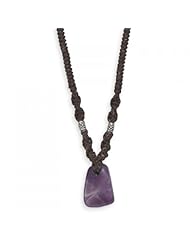MMA Silver - 16 inch Cord Necklace with Amethyst Drop
