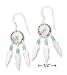 Sterling Silver Concho Earrings With Turquoise Heshi Beads Feathers