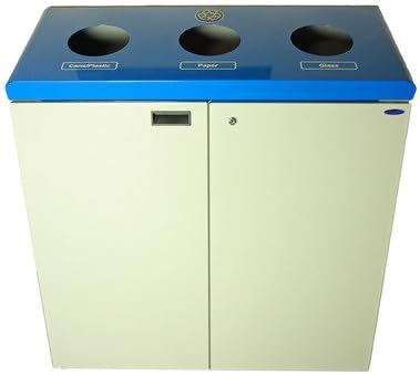 53-Gal Three Stream Free Standing Multi Compartment Recycling Bin Finish: White/Blue