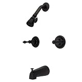 Kingston Brass KB245AL Twin Handle Tub and Shower Faucet with Decor Lever Handle, Oil Rubbed Bronze