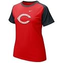 Nike Cincinnati Reds Ladies Red-Black Team Logo Raglan T-shirt