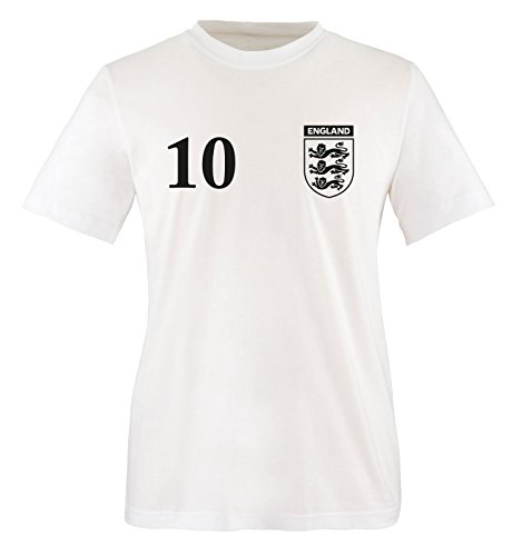 TRIKOT – ENGLAND – 10 – Herren T-Shirt – Weiss / Schwarz Gr. L