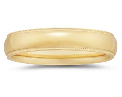 5 mm Milgrain Edge Comfort-Fit Men's Wedding Band in 14k Yellow Gold