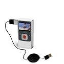 Retractable USB Cable for the Pure Digital Flip Video Ultra 2nd Gen with Power Hot Sync and Charge capabilities - Gomadic Brand w/ TipExchange Technology