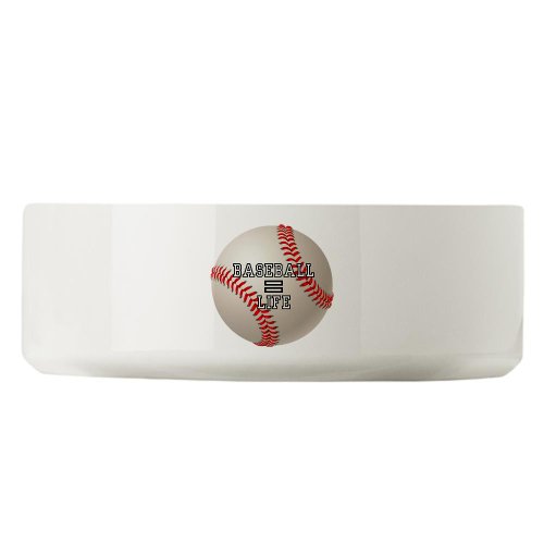 Large Dog Cat Food Water Bowl Baseball Equals Life