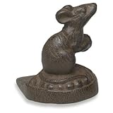 HomArt Cast Iron Cheddar the Mouse Door Wedge, Natural